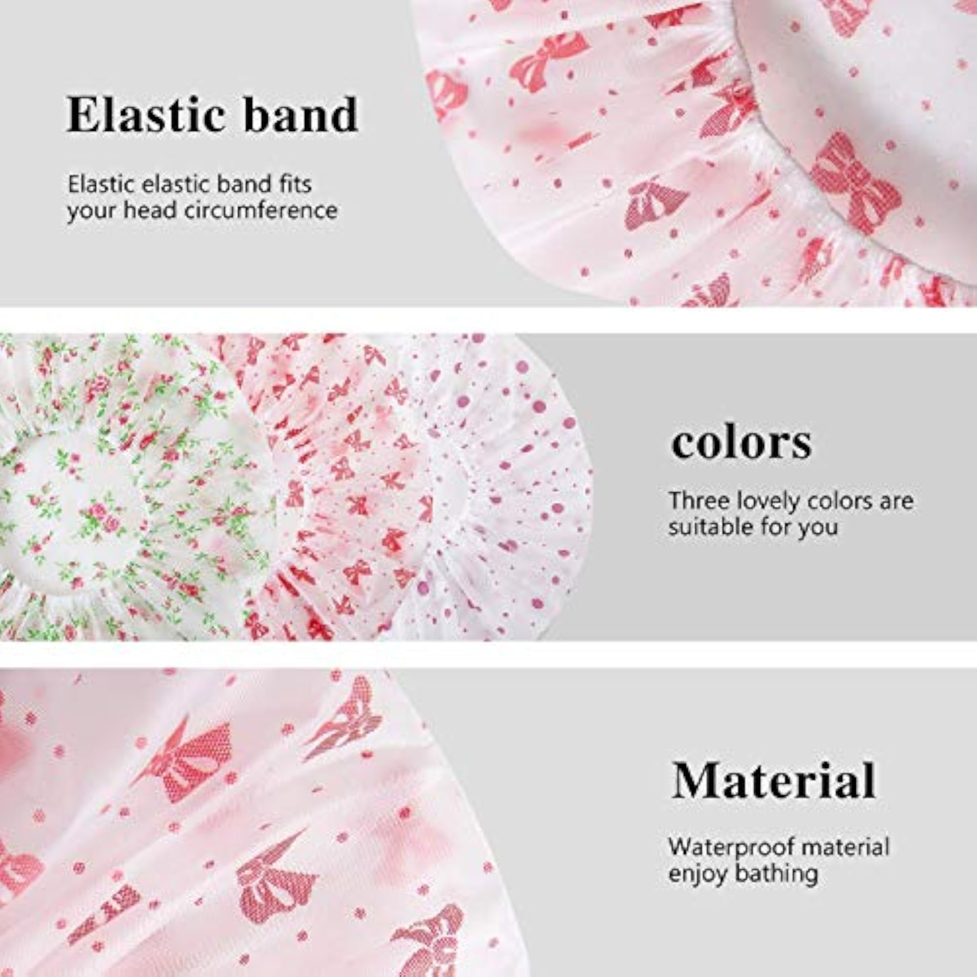Multicolour Waterproof Elastic Band Plastic Reusable Shower Caps